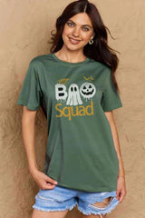 Simply Love Full Size BOO SQUAD Graphic Cotton T-Shirt Women's T-Shirts - Tophatter Daily Deals