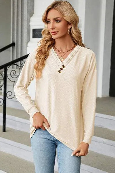 V-Neck Long Sleeve T-Shirt Women's T-Shirts - Tophatter Daily Deals