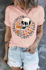 Graphic Round Neck Short Sleeve T-Shirt Peach Women's T-Shirts - Tophatter Daily Deals