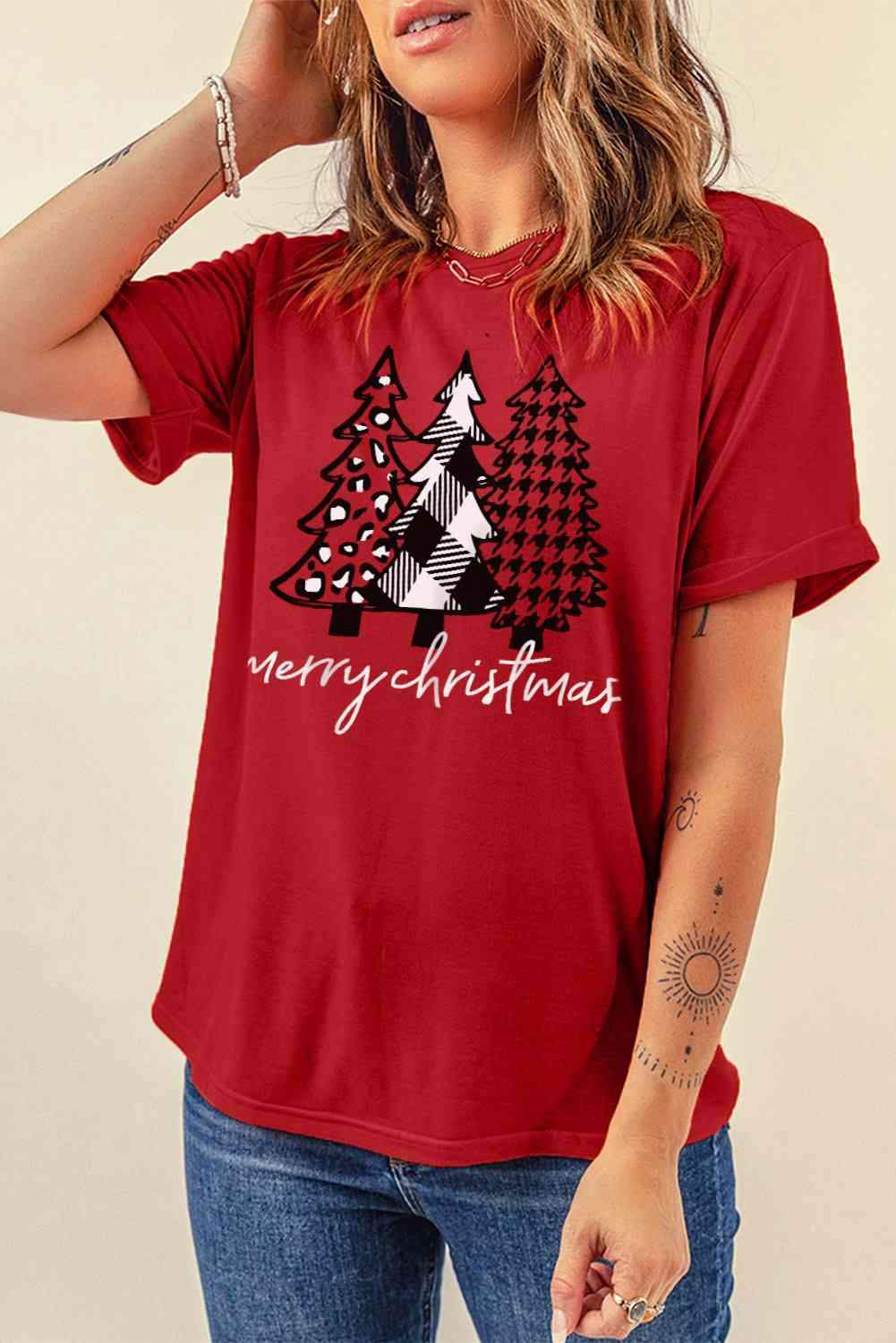 MERRY CHRISTMAS Graphic T-Shirt Women's T-Shirts - Tophatter Daily Deals