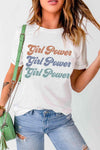 GIRL POWER Graphic Round Neck Tee Women's T-Shirts - Tophatter Daily Deals