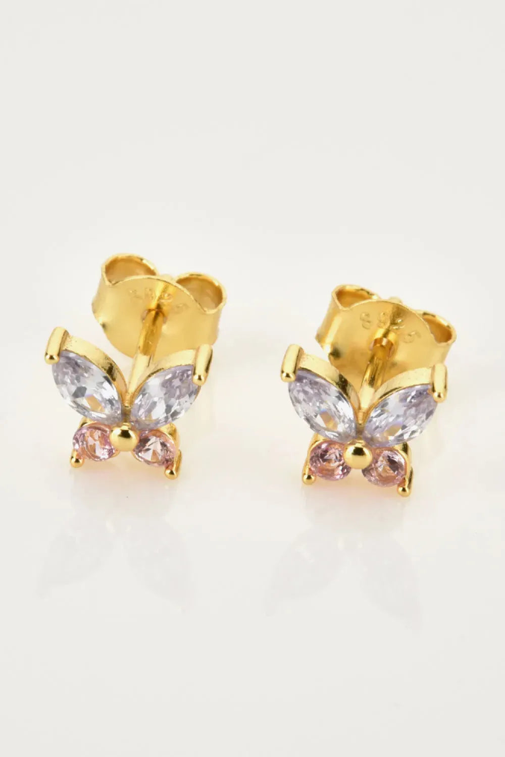 Inlaid Zircon Butterfly-Shaped Stud Earrings Earrings - Tophatter Daily Deals