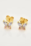 Inlaid Zircon Butterfly-Shaped Stud Earrings Earrings - Tophatter Daily Deals