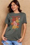 Simply Love Full Size GRATEFUL Flower Graphic Cotton T-Shirt Women's T-Shirts - Tophatter Daily Deals