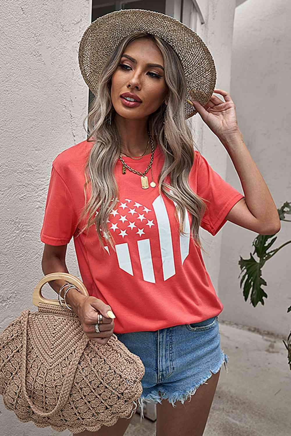 Stars and Stripes Graphic Tee Shirt Scarlett Women's T-Shirts - Tophatter Daily Deals