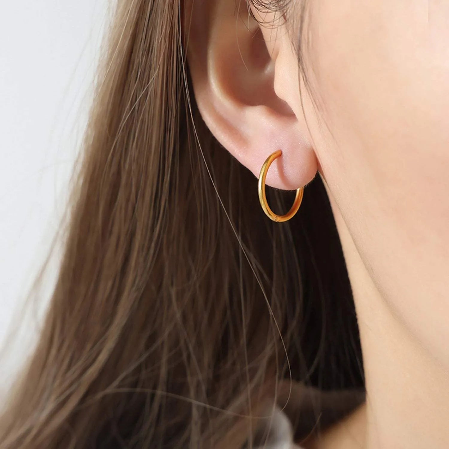 18K Gold-Plated Huggie Earrings Style C One Size Earrings - Tophatter Daily Deals