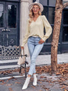 V-Neck Puff Sleeve Blouse Blouses - Tophatter Daily Deals