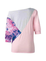 Color Block Three-Quarter Sleeve Blouse Blouses - Tophatter Daily Deals