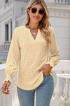 Notched Flounce Sleeve Eyelet Top Blouses - Tophatter Daily Deals