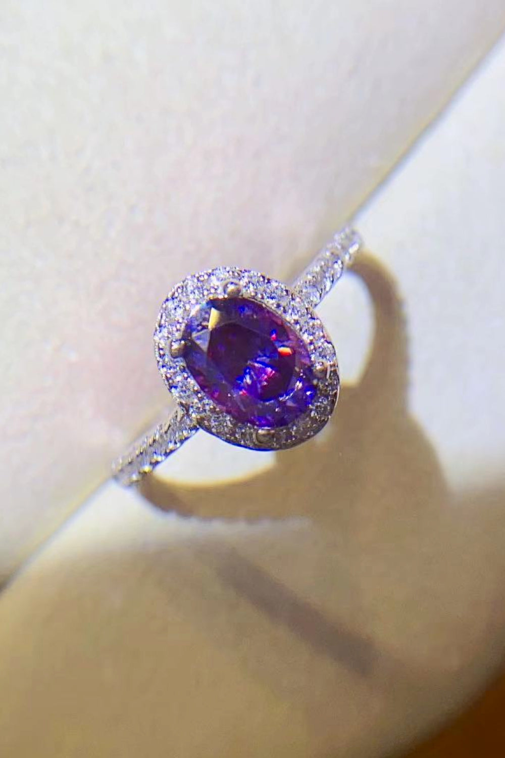 925 Sterling Silver 1 Carat Purple Moissanite Ring Moissanite - Tophatter Daily Deals