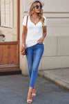 Buttoned Short Sleeve Tee Shirt Women's T-Shirts - Tophatter Daily Deals