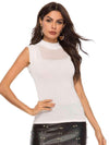 Mock Neck Knit Top White Blouses - Tophatter Daily Deals