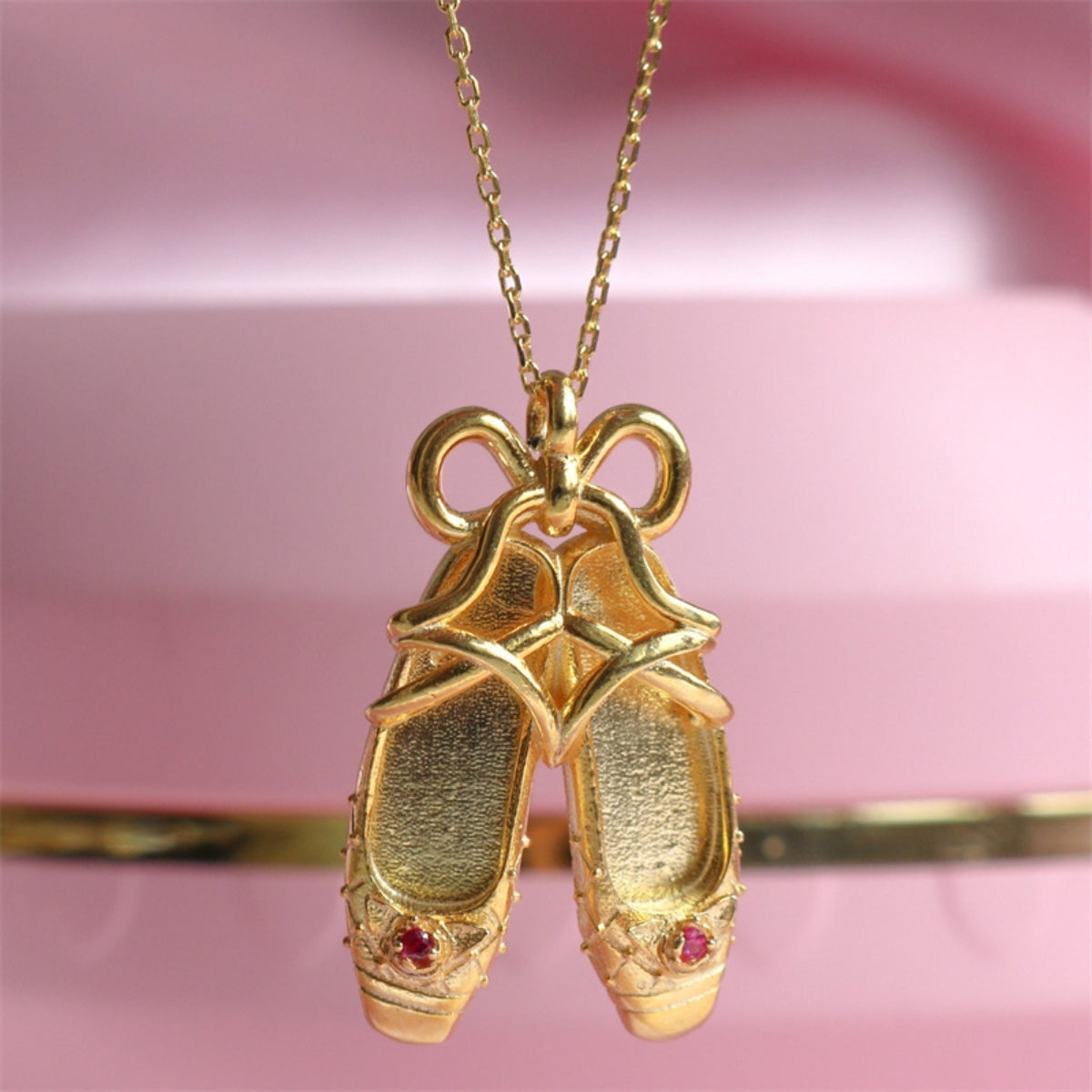 Copper Ballet Shoe Pendant Necklace Gold One Size Necklaces - Tophatter Daily Deals