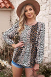 Animal Print Patchwork Balloon Sleeve Blouse Blouses - Tophatter Daily Deals