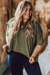 Plus Size Round Neck Half Sleeve Blouse Army Green Blouses - Tophatter Daily Deals