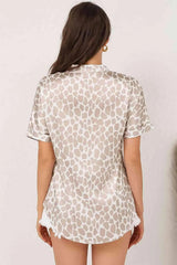 Printed Notched Neck Short Sleeve Top Blouses - Tophatter Daily Deals