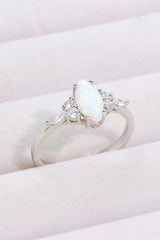 Opal and Zircon Platinum-Plated Ring Opal Opal - Tophatter Daily Deals