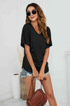 V-Neck Side Ruched Tee Women's T-Shirts - Tophatter Daily Deals