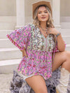 Plus Size Printed V-Neck Half Sleeve Blouse Blouses - Tophatter Daily Deals