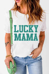 LUCKY MAMA Graphic Round Neck Tee White Women's T-Shirts - Tophatter Daily Deals