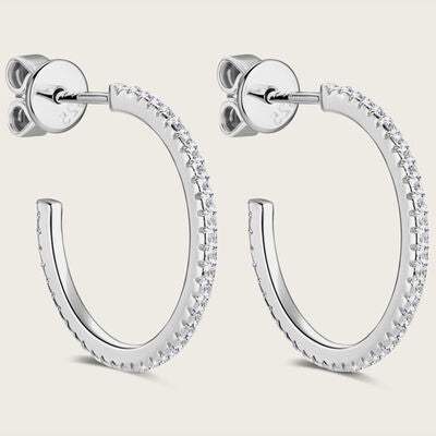 Inlaid Moissanite 925 Sterling Silver C-Hoop Earrings Moissanite - Tophatter Daily Deals