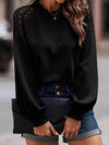 Lantern Sleeve Round Neck Blouse Blouses - Tophatter Daily Deals