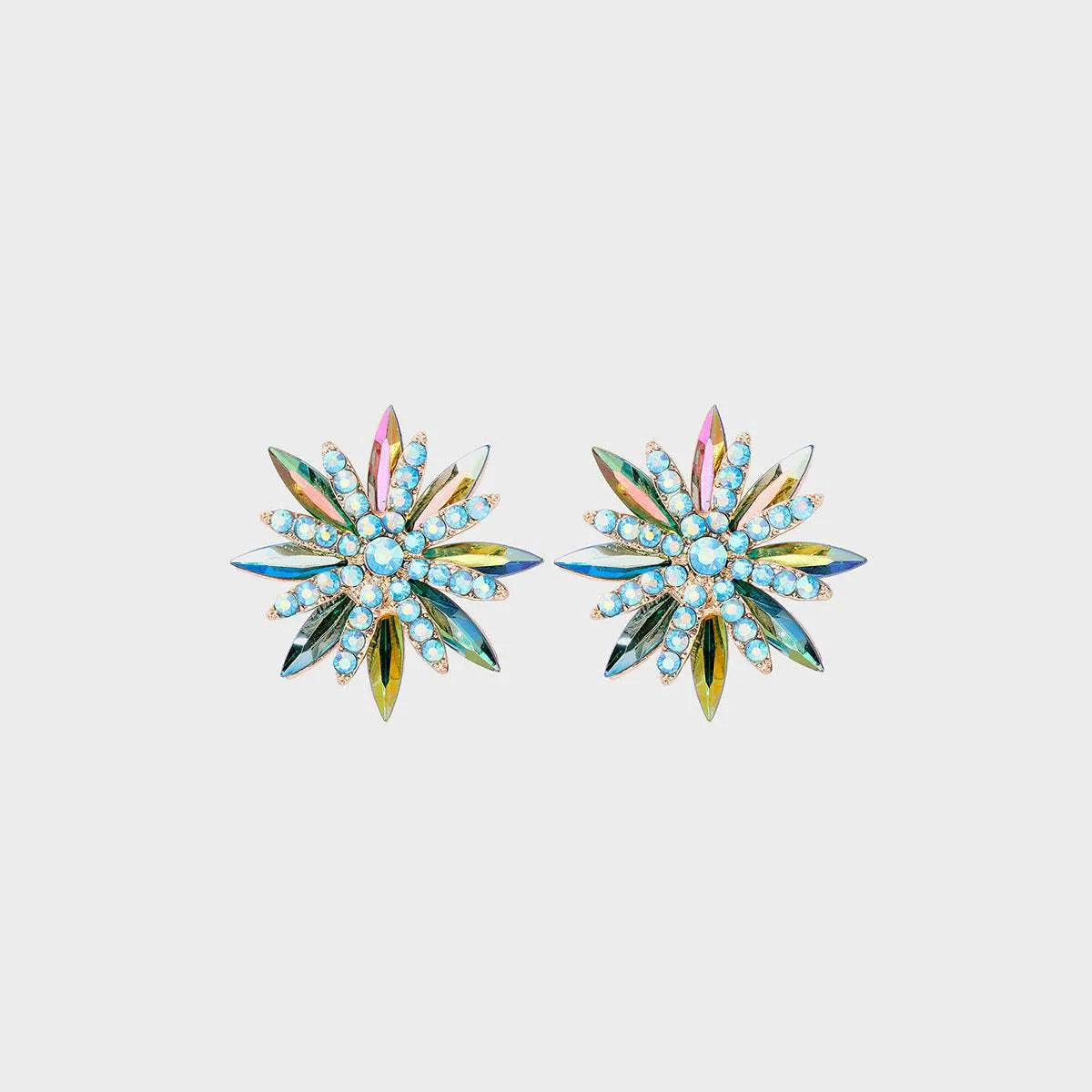 Flower Shape Rhinestone Alloy Stud Earrings Gum Leaf One Size Earrings - Tophatter Daily Deals