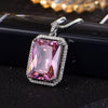 Silver-Plated Zircon Rectangle Pendant Necklace Necklaces - Tophatter Daily Deals