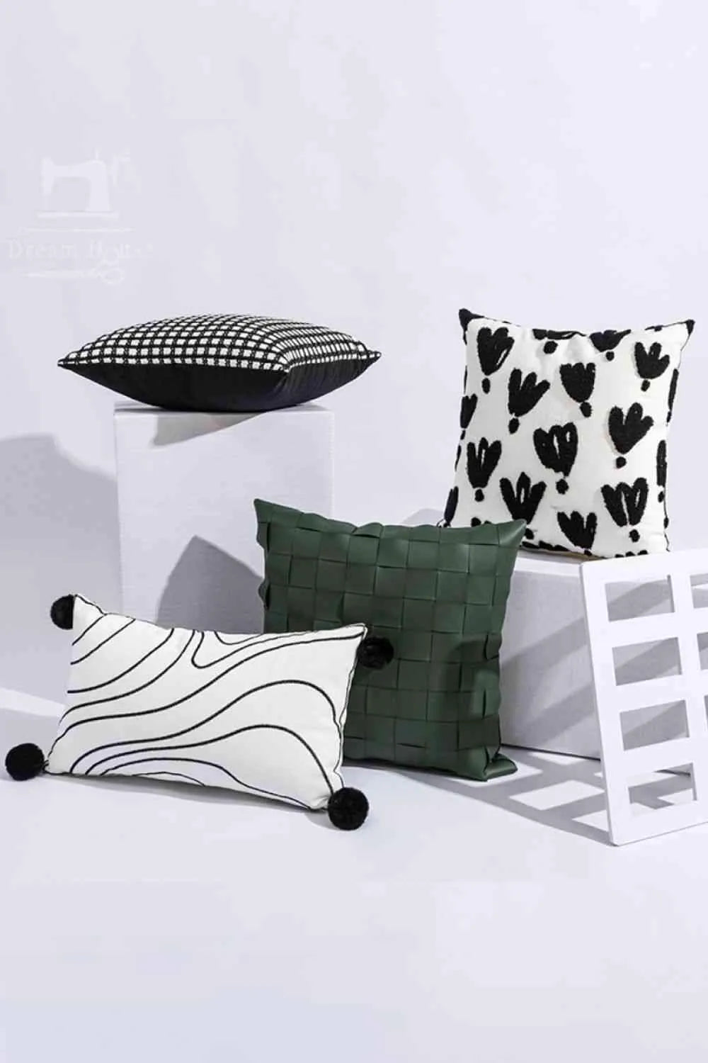 4-Pack Zip Closure Decorative Throw Pillow Cases Black White Green One Size Decorative Pillowcases - Tophatter Daily Deals