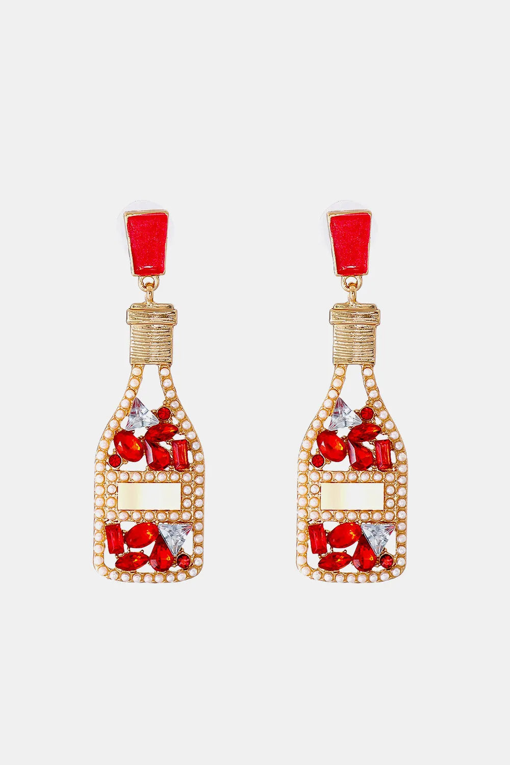 Wine Shape Zinc Alloy Acrylic Dangle Earrings Red One Size Earrings - Tophatter Daily Deals