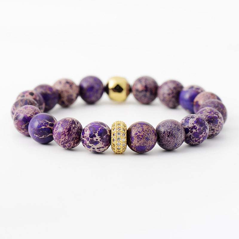 Natural Stone Beaded Bracelet Purple One Size Bracelets - Tophatter Daily Deals