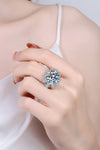 10 Carat Moissanite Flower-Shaped Ring Silver Moissanite - Tophatter Daily Deals