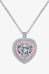 925 Sterling Silver 1 Carat Moissanite Heart Pendant Necklace Moissanite - Tophatter Daily Deals