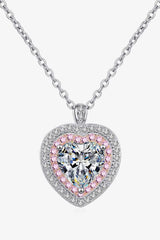 925 Sterling Silver 1 Carat Moissanite Heart Pendant Necklace Moissanite - Tophatter Daily Deals