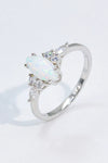 Opal and Zircon Platinum-Plated Ring Opal - Tophatter Daily Deals