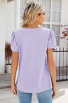 Eyelet Puff Sleeve T-Shirt Women's T-Shirts - Tophatter Daily Deals