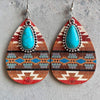 Turquoise Teardrop Shape Wooden Dangle Earrings Style A One Size Earrings - Tophatter Daily Deals