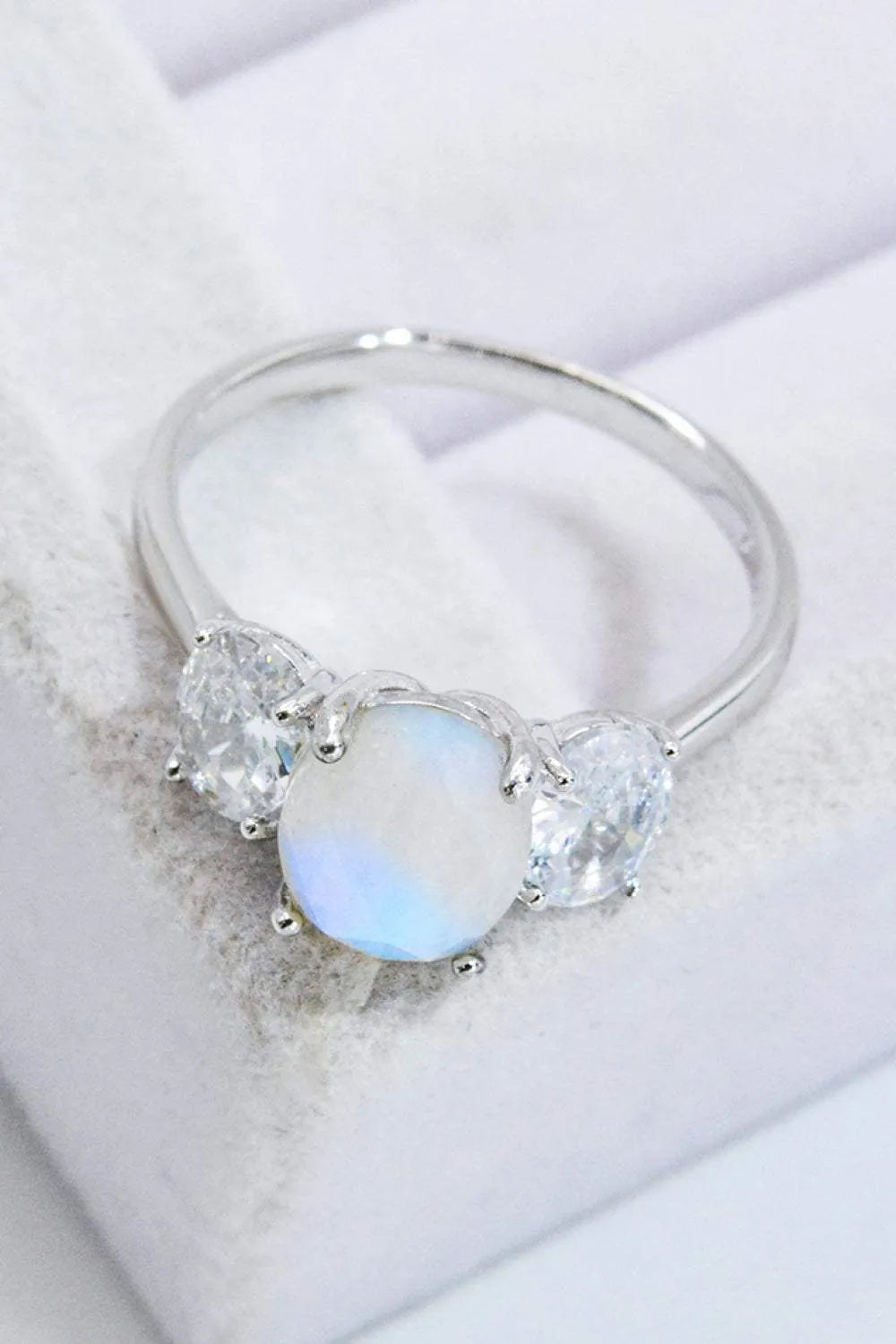 Natural Moonstone and Zircon Ring Moonstone - Tophatter Daily Deals
