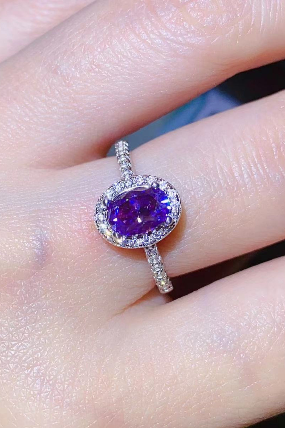 925 Sterling Silver 1 Carat Purple Moissanite Ring Moissanite - Tophatter Daily Deals