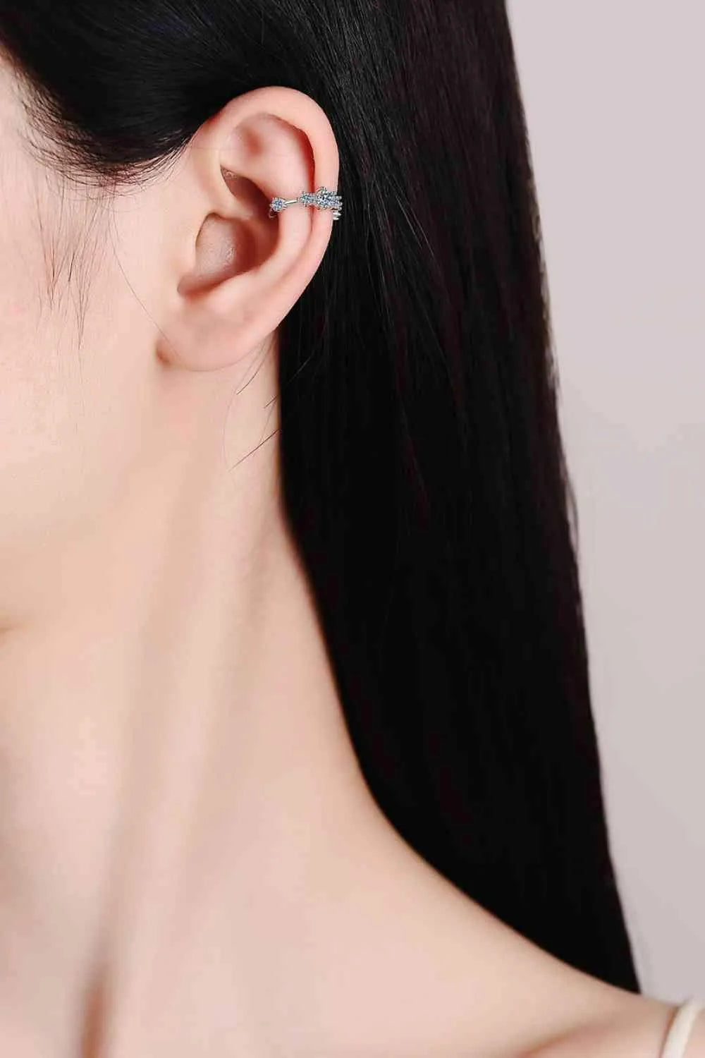 Moissanite Rhodium-Plated Cuff Earrings Moissanite - Tophatter Daily Deals