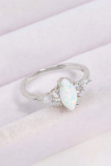 Opal and Zircon Platinum-Plated Ring Opal - Tophatter Daily Deals
