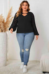 Plus Size Cutout Front Lace Sleeve Blouse Blouses - Tophatter Daily Deals