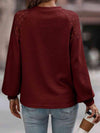 Lantern Sleeve Round Neck Blouse Blouses - Tophatter Daily Deals