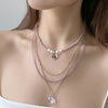 Layered Flower Pendant Necklace Lavender One Size Necklaces - Tophatter Daily Deals