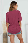 V-Neck Side Ruched Tee Women's T-Shirts - Tophatter Daily Deals