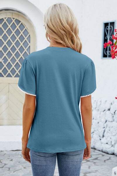 Round Neck Petal Sleeve T-Shirt Women's T-Shirts - Tophatter Daily Deals