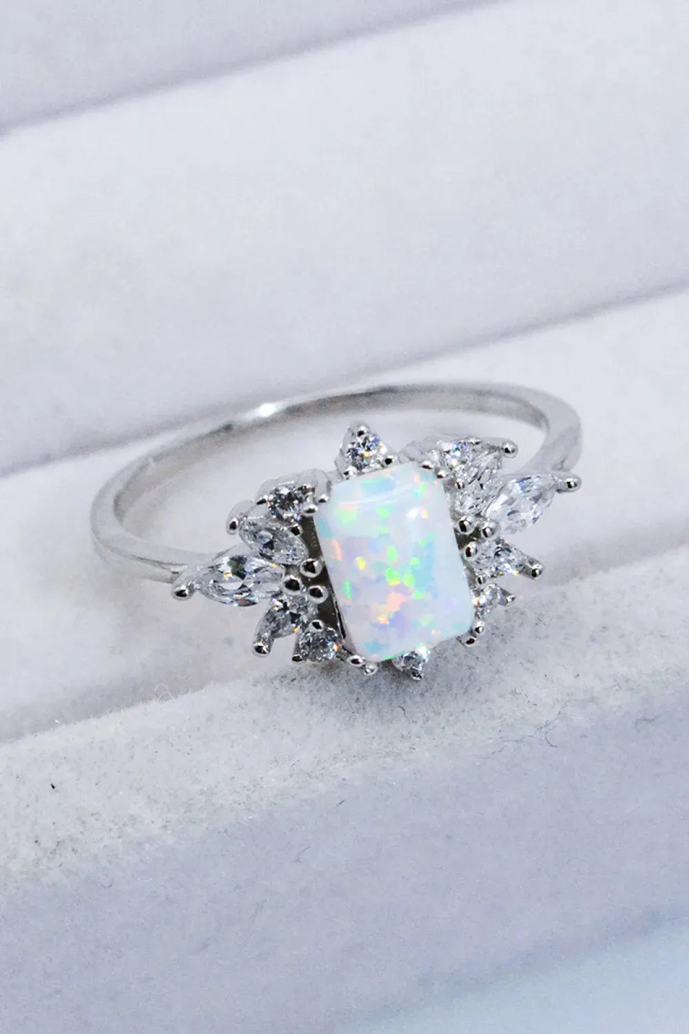 925 Sterling Silver Zircon and Opal Ring Opal Opal - Tophatter Daily Deals