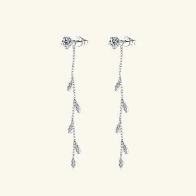 1.38 Carat Moissanite 925 Sterling Silver Leaf Earrings Moissanite - Tophatter Daily Deals