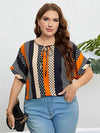 Striped Tie Neck Blouse Multicolor Blouses - Tophatter Daily Deals