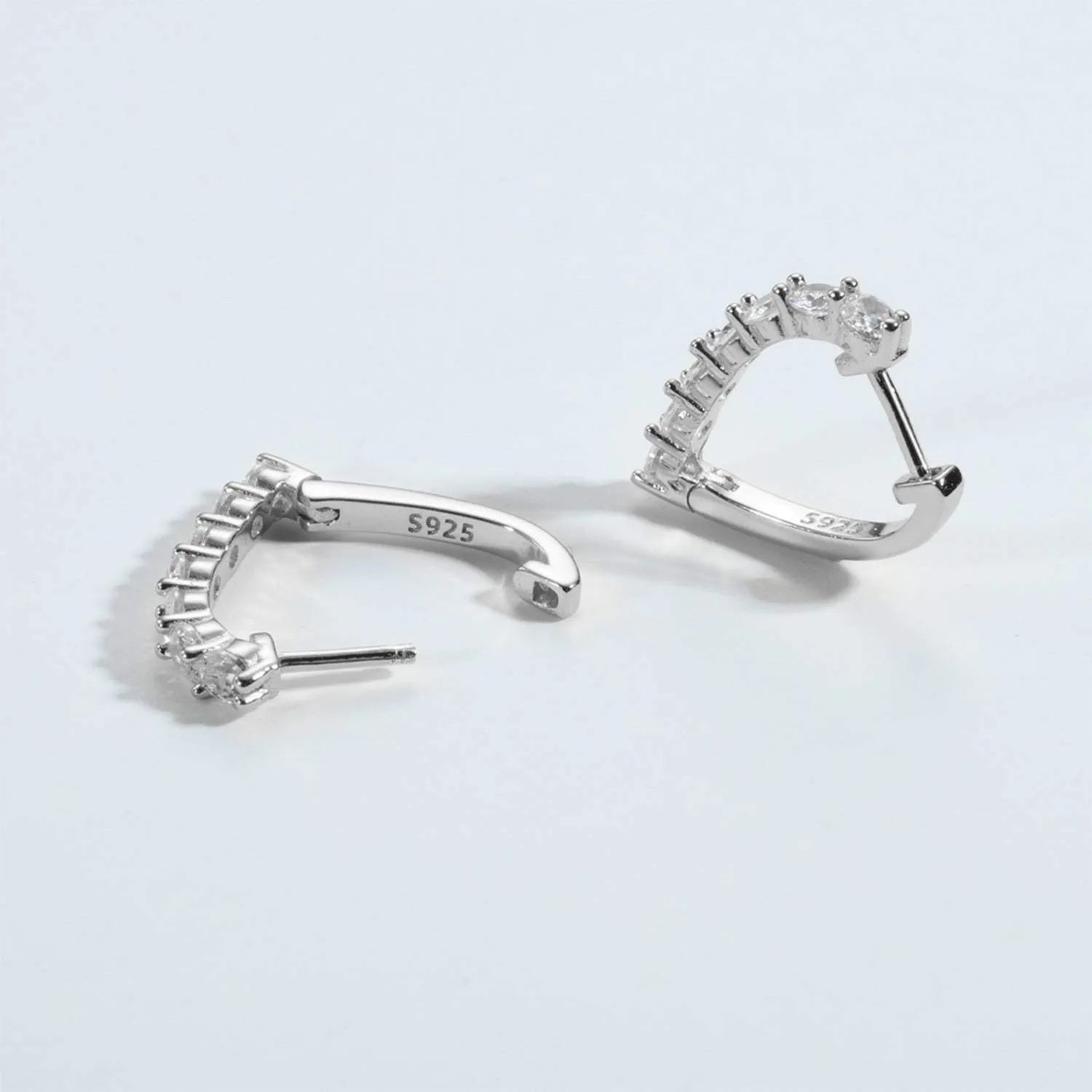 Inlaid Zircon 925 Sterling Silver Heart Earrings Earrings - Tophatter Daily Deals